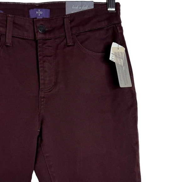 NYDJ Sheri Slim High Rise Straight Leg Stretch Jeans Burgundy Jeans Denim 2 - Picture 9 of 16